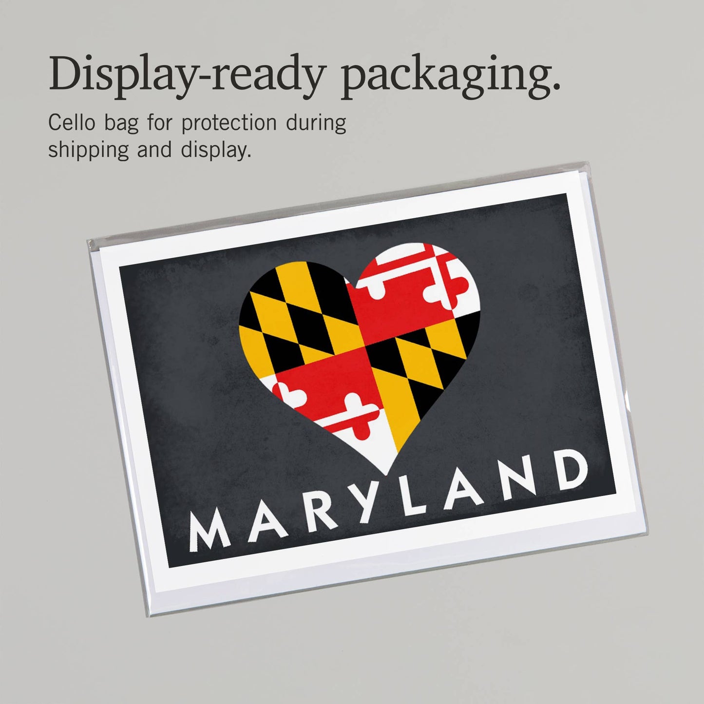 Lantern Press - GREETING CARD Maryland, Heart Flag