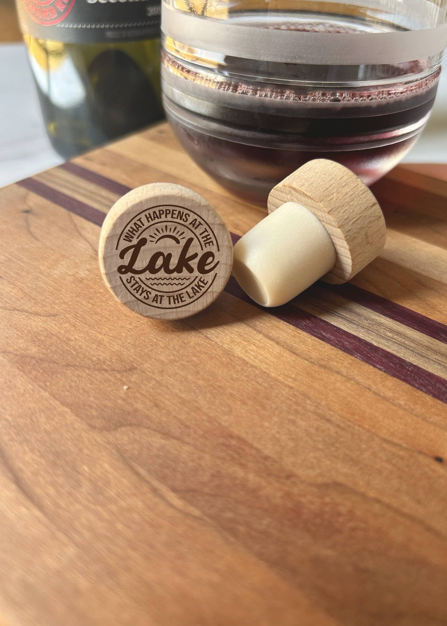 Engraved Lake Wine Bottle Stoppers