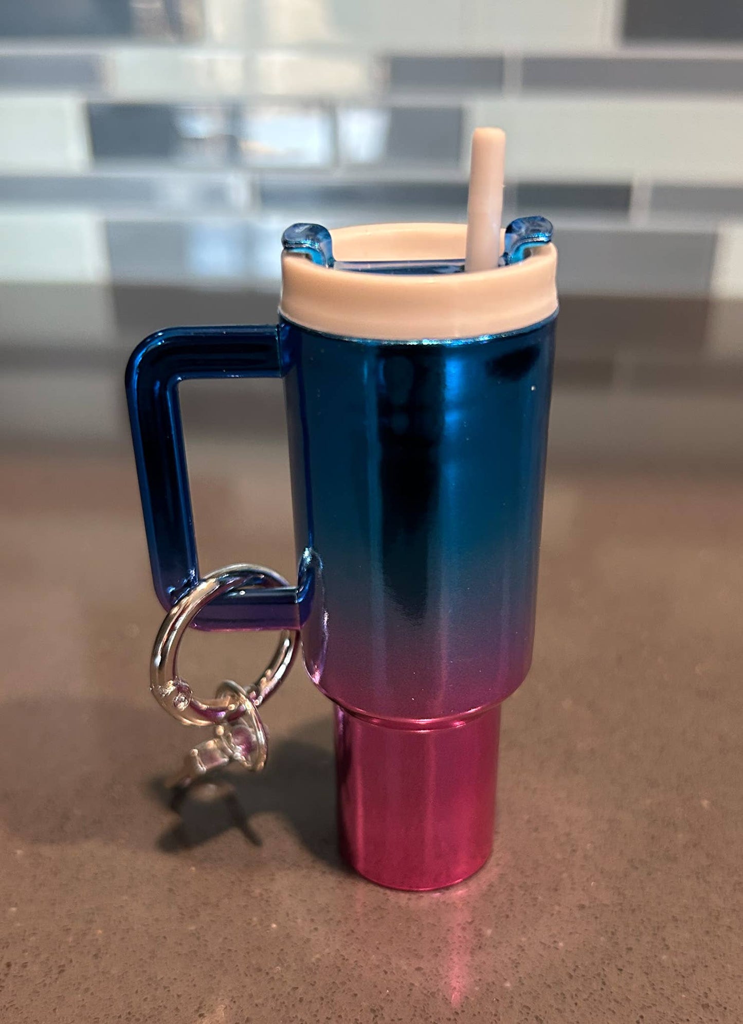 Chrome Ombre Plastic Tumbler Keychain