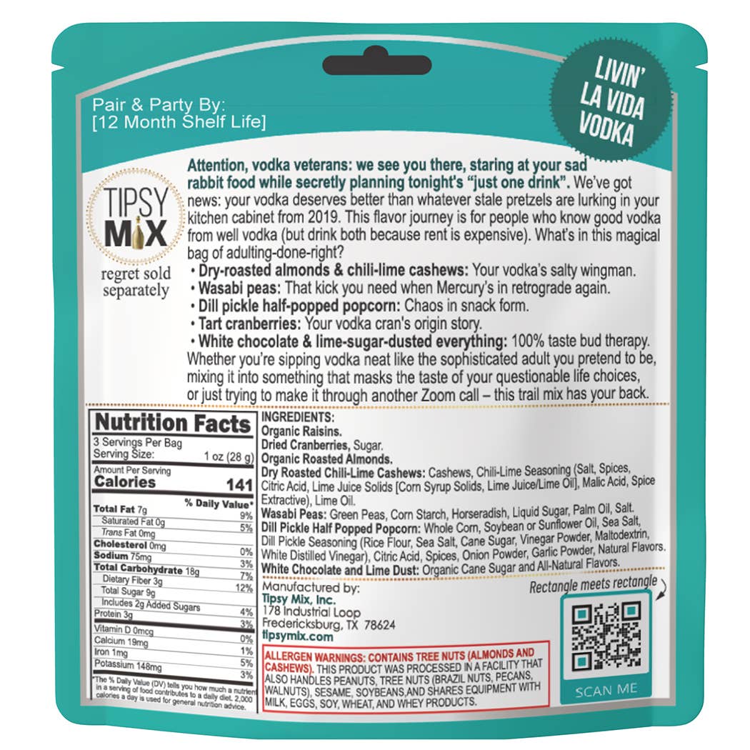 Tipsy Mix - 11. Liquor-Paired Trail Mix MIXED CASE OF 6