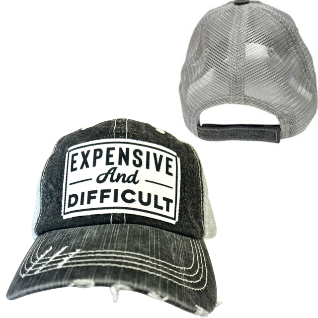 dkhandmade - EXPENSIVE AND DIFFICULT | UNISEX HAT | DISTRESSED