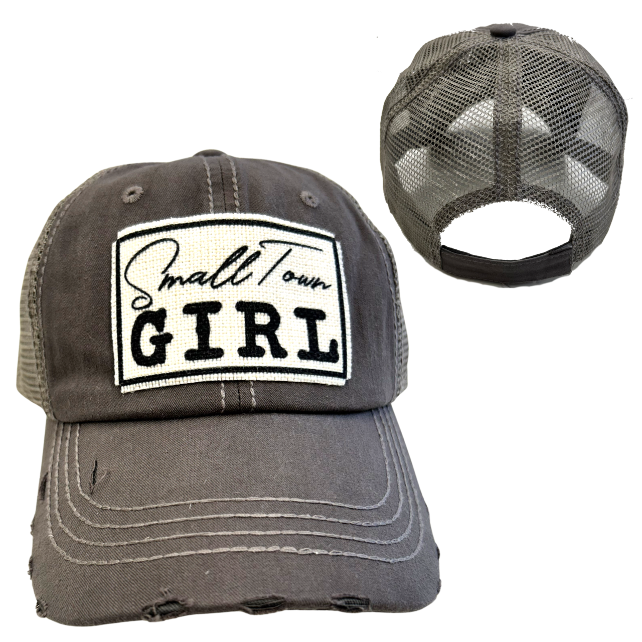 dkhandmade - SMALL TOWN GIRL BALL CAP | WOMAN'S HAT | DISTRESSED