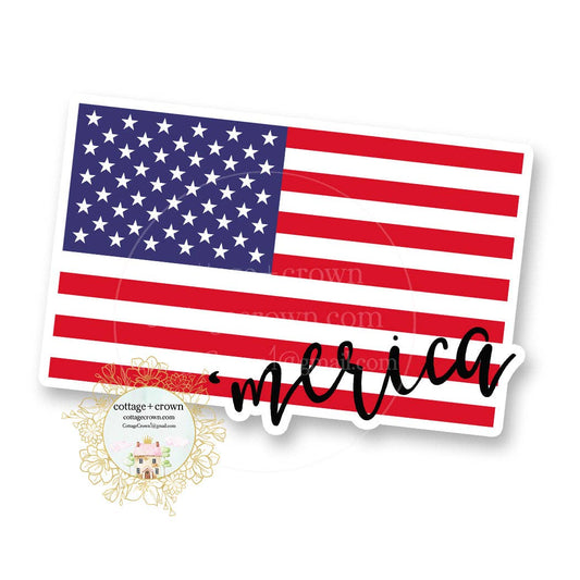 Merica American Flag Vinyl Decal Sticker - Patriotic